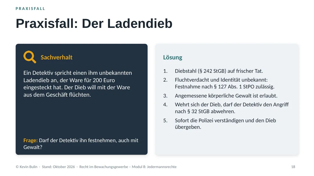 Praxisfall-Folie: Der Ladendieb